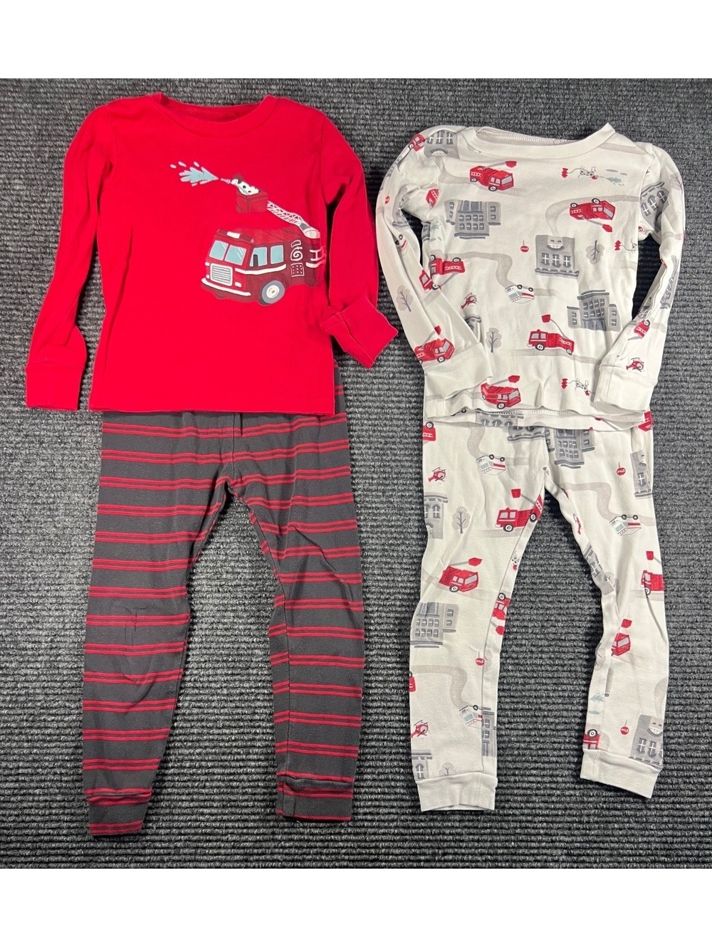 Carter's 4T Kids Fire Truck Pajama Set - 2 Long Sleeve Tops and 2 Pants